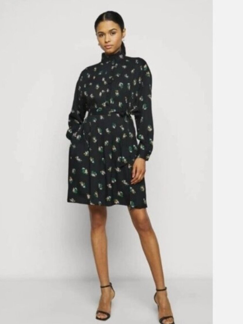 Tory Burch Daybreak Ditsy Ruffle Front Dress with Pockets - 8